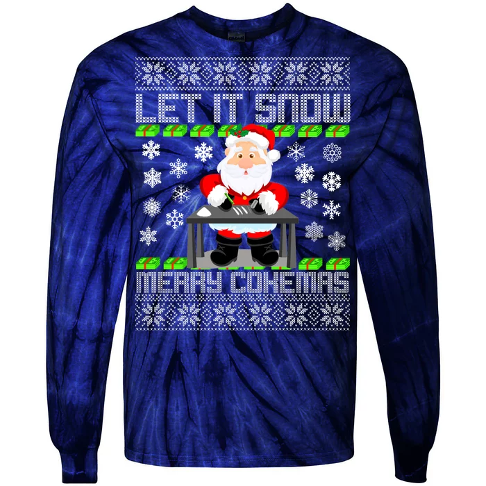 Let It Snow Merry Cokemas Santa Claus Ugly Christmas Tie-Dye Long Sleeve Shirt