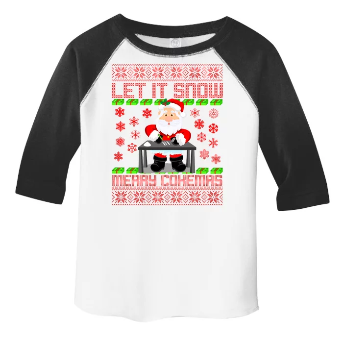 Let It Snow Merry Cokemas Santa Claus Ugly Christmas Toddler Fine Jersey T-Shirt