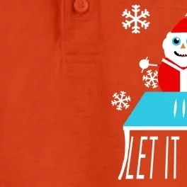 Let it Snow Snow Man Santa Ugly Christmas Dry Zone Grid Performance Polo