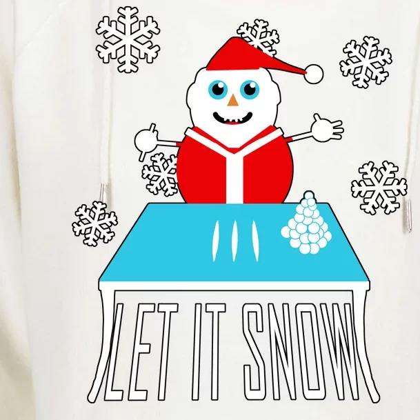 Let it Snow Snow Man Santa Ugly Christmas Womens Funnel Neck Pullover Hood