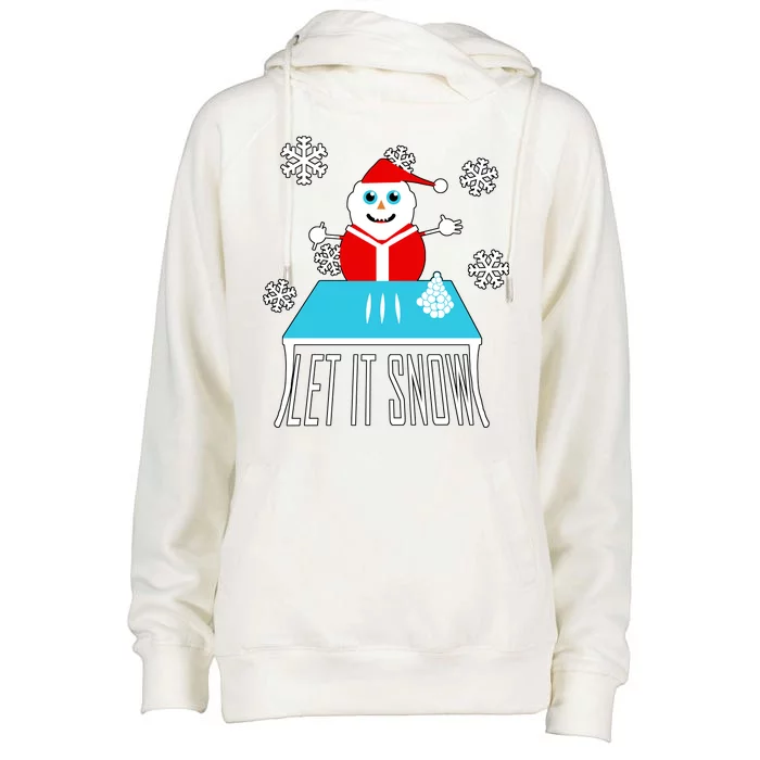 Let it Snow Snow Man Santa Ugly Christmas Womens Funnel Neck Pullover Hood