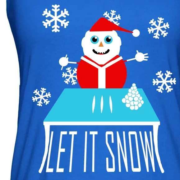 Let it Snow Snow Man Santa Ugly Christmas Ladies Essential Flowy Tank