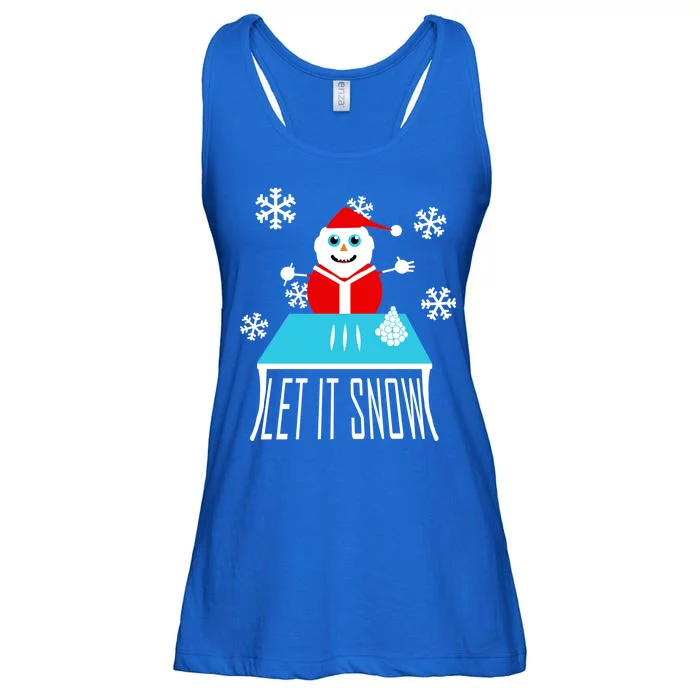 Let it Snow Snow Man Santa Ugly Christmas Ladies Essential Flowy Tank