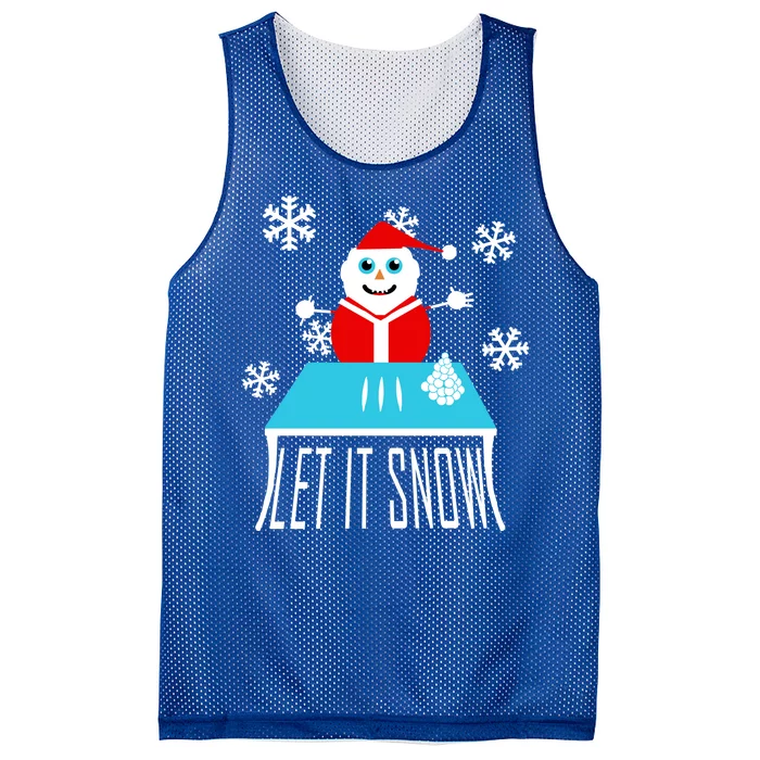 Let it Snow Snow Man Santa Ugly Christmas Mesh Reversible Basketball Jersey Tank