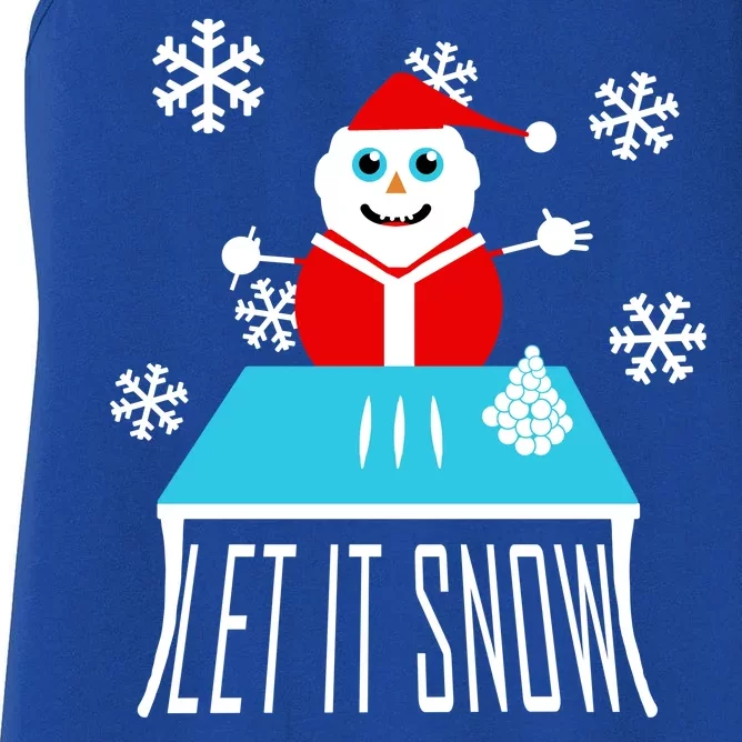 Let it Snow Snow Man Santa Ugly Christmas Women's Racerback Tank