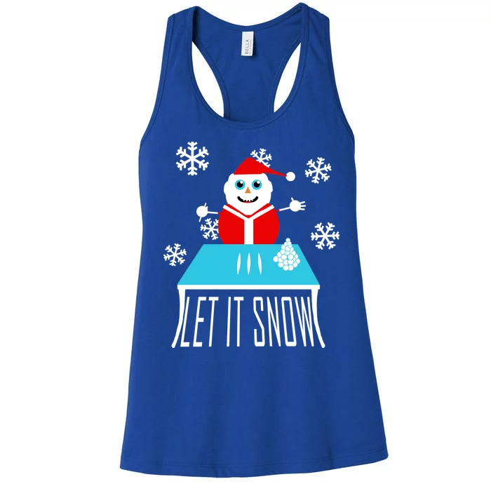 Let it Snow Snow Man Santa Ugly Christmas Women's Racerback Tank