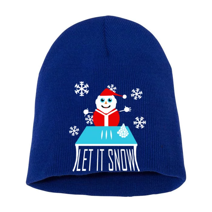 Let it Snow Snow Man Santa Ugly Christmas Short Acrylic Beanie