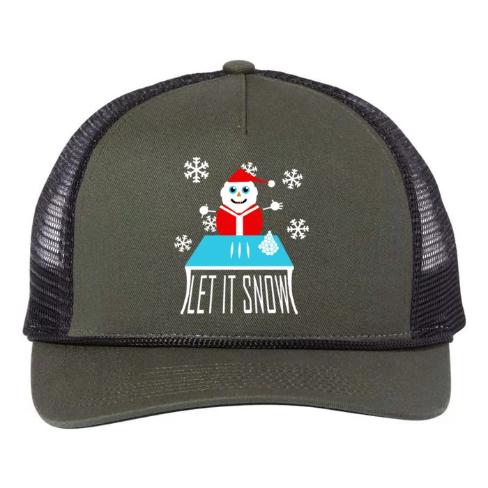 Let it Snow Snow Man Santa Ugly Christmas Retro Rope Trucker Hat Cap