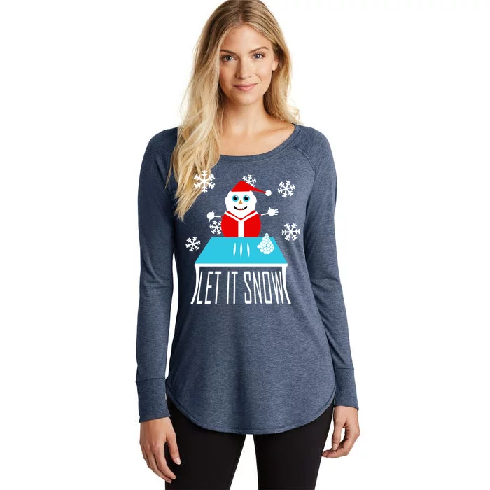 Let it Snow Snow Man Santa Ugly Christmas Women's Perfect Tri Tunic Long Sleeve Shirt