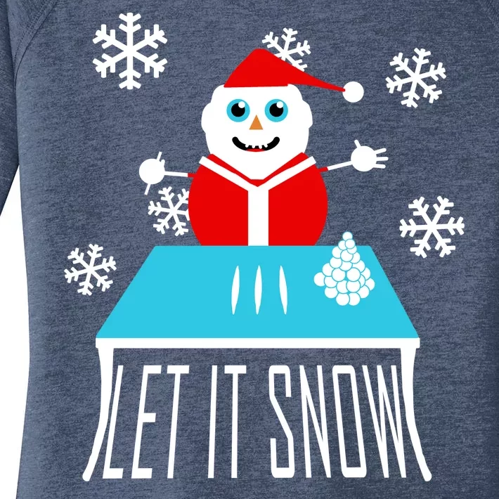 Let it Snow Snow Man Santa Ugly Christmas Women's Perfect Tri Tunic Long Sleeve Shirt