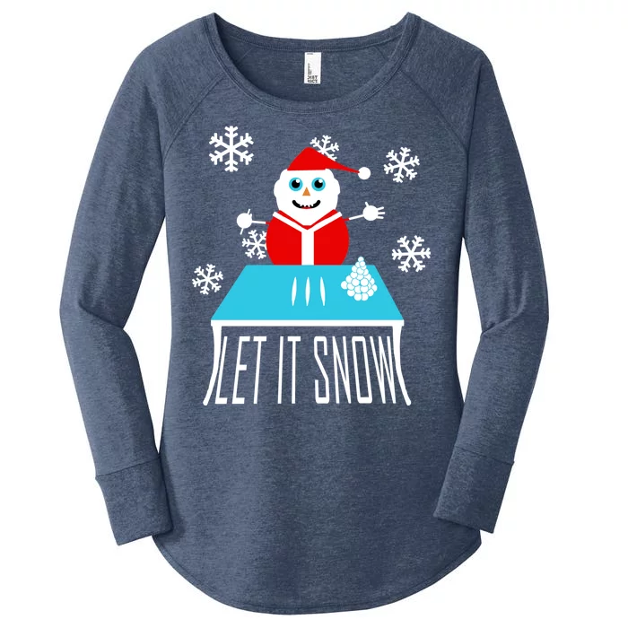 Let it Snow Snow Man Santa Ugly Christmas Women's Perfect Tri Tunic Long Sleeve Shirt