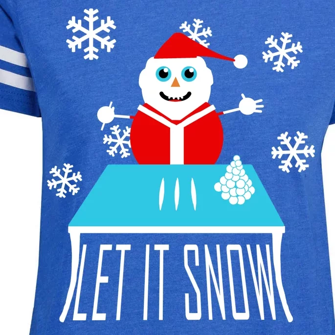 Let it Snow Snow Man Santa Ugly Christmas Enza Ladies Jersey Football T-Shirt