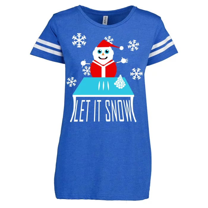 Let it Snow Snow Man Santa Ugly Christmas Enza Ladies Jersey Football T-Shirt