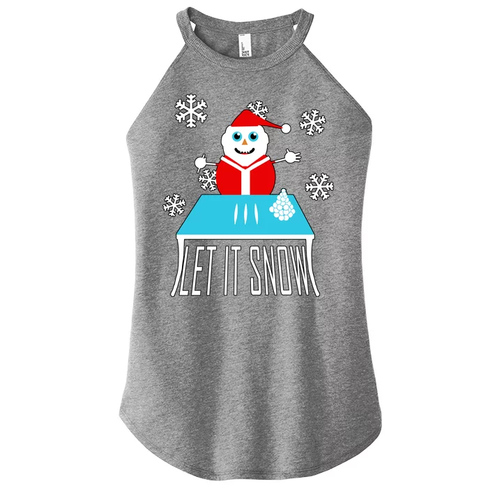 Let it Snow Snow Man Santa Ugly Christmas Women’s Perfect Tri Rocker Tank