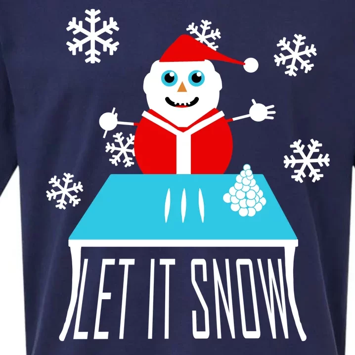 Let it Snow Snow Man Santa Ugly Christmas Sueded Cloud Jersey T-Shirt