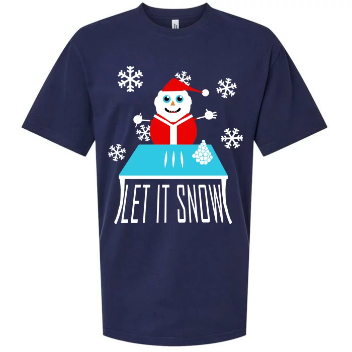 Let it Snow Snow Man Santa Ugly Christmas Sueded Cloud Jersey T-Shirt