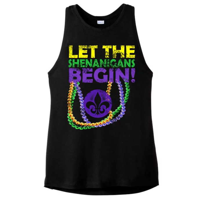 Let Shenanigans Begins Mardi Gras Ladies Tri-Blend Wicking Tank