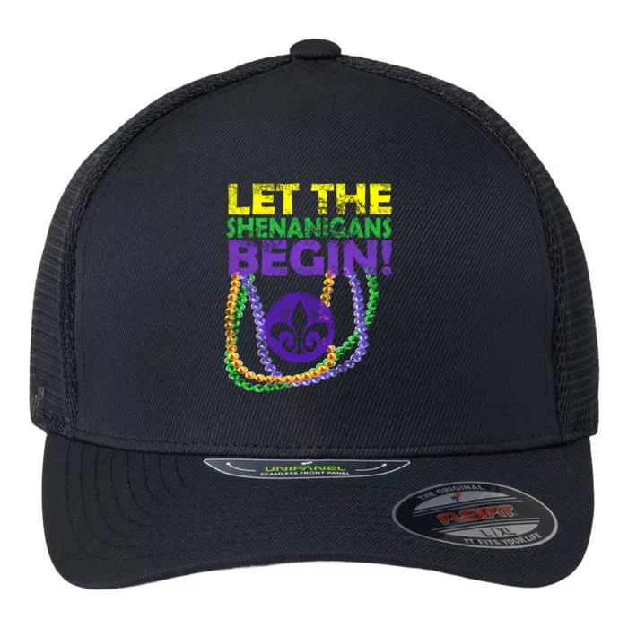 Let Shenanigans Begins Mardi Gras Flexfit Unipanel Trucker Cap