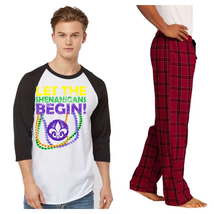 Let Shenanigans Begins Mardi Gras Raglan Sleeve Pajama Set