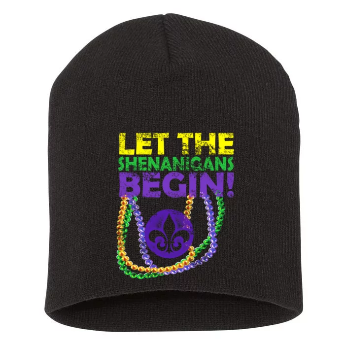 Let Shenanigans Begins Mardi Gras Short Acrylic Beanie