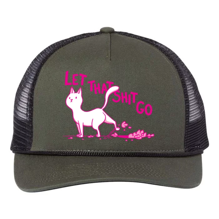 Let That Shit Go Funny Cat Retro Rope Trucker Hat Cap