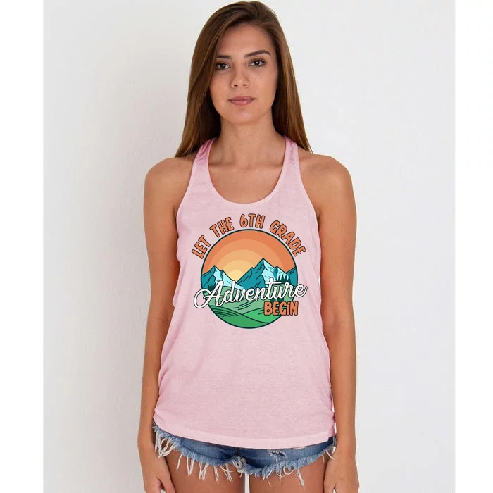 Let The 6th Grade Adventure Begin Women's Knotted Racerback Tank