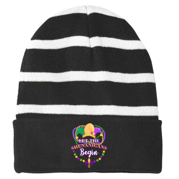 Let the shenanigans begin Striped Beanie with Solid Band