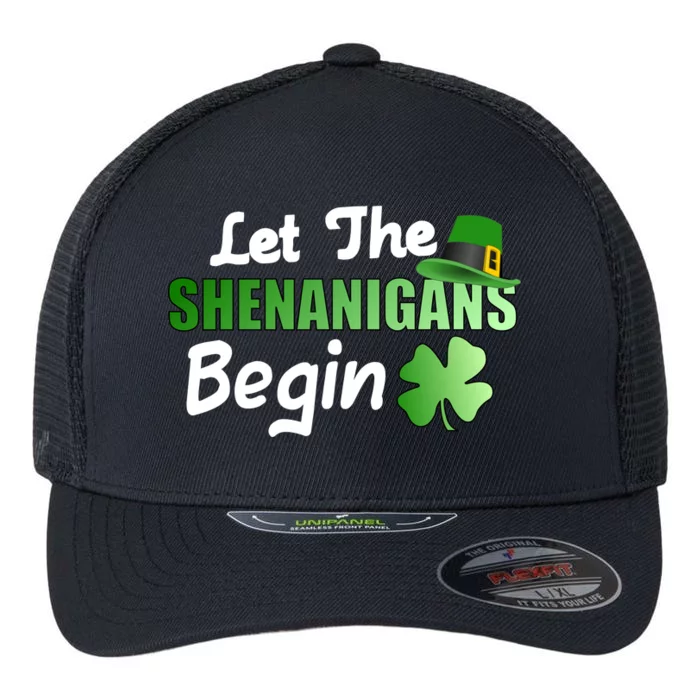 Let The Shenanigans Begin Funny St Patty Flexfit Unipanel Trucker Cap