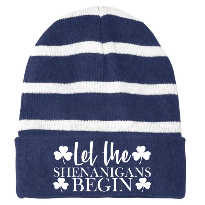 Let The Shenanigans BeginSt Pattys Day Party Striped Beanie with Solid Band