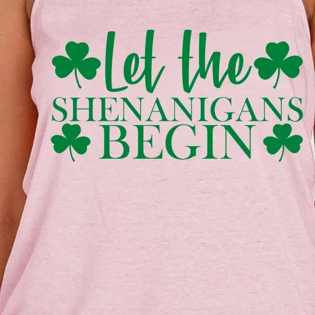 Let The Shenanigans BeginSt Pattys Day Party Women's Knotted Racerback Tank