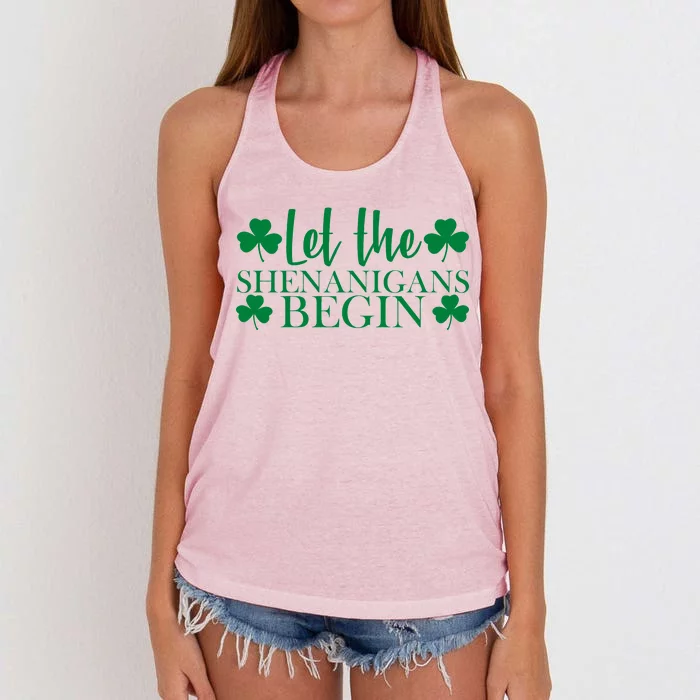 Let The Shenanigans BeginSt Pattys Day Party Women's Knotted Racerback Tank