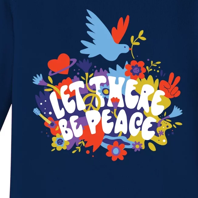 Let There Be Peace Floral Baby Long Sleeve Bodysuit