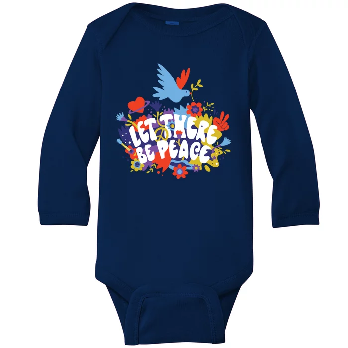 Let There Be Peace Floral Baby Long Sleeve Bodysuit