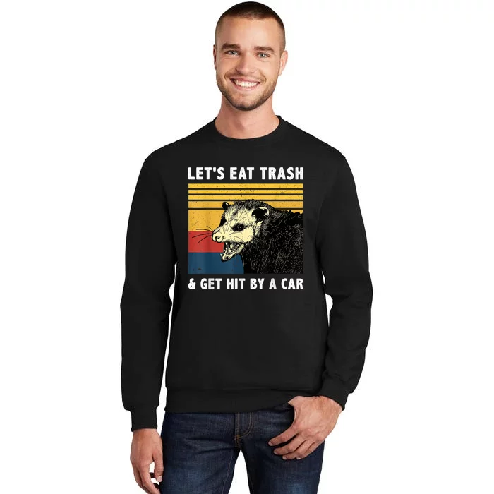 Let's Eat Trash & Get Hit By A Car Opossum Vintage Tall Sweatshirt