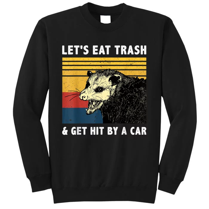 Let's Eat Trash & Get Hit By A Car Opossum Vintage Tall Sweatshirt