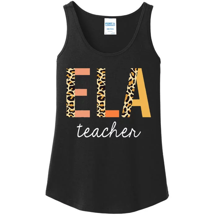 Leopard ELA Teacher English Language Arts Teacher Ladies Essential Tank