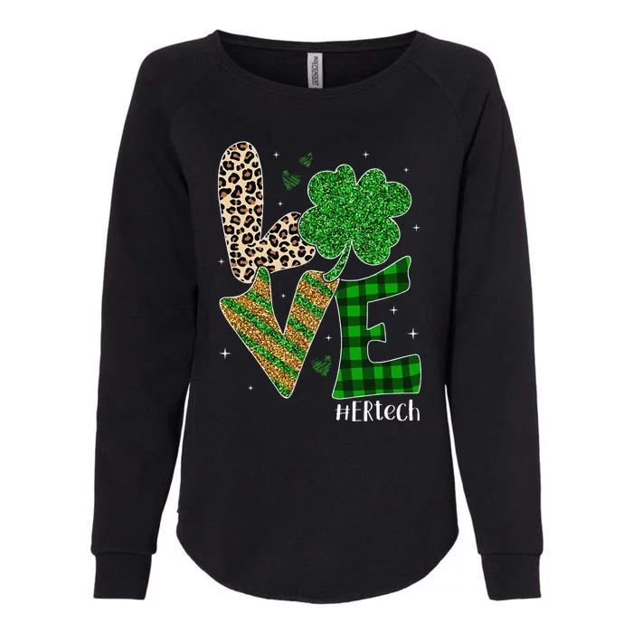 Love ER Tech Life Leopard Print Tech Saint Patrick's Day Womens California Wash Sweatshirt