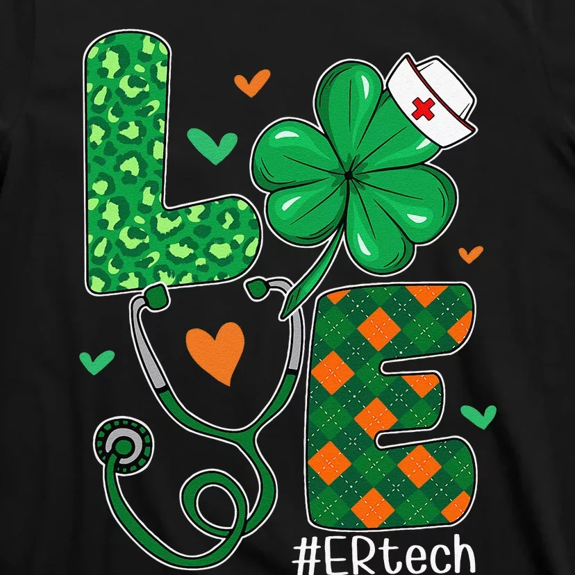 Love ER Tech Life Leopard Shamrock Saint Patrick's Day T-Shirt