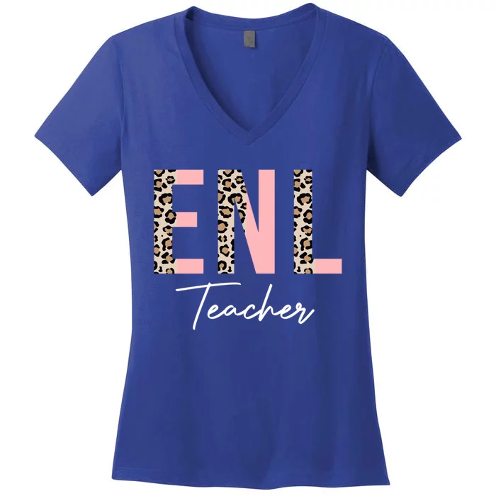 Leopard Enl Teacher Supplies For Teachers Meaningful Gift Women's V-Neck T-Shirt