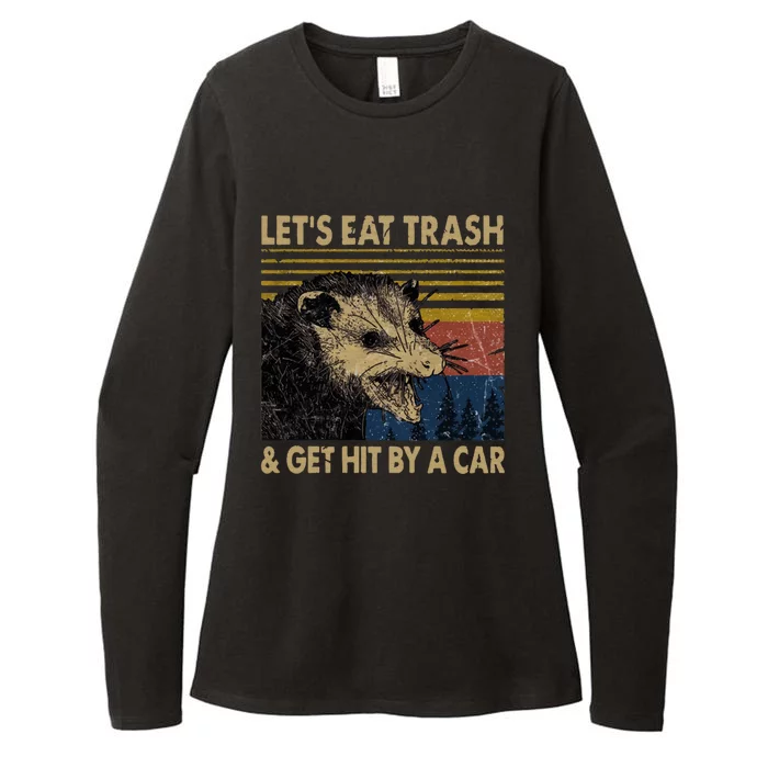 Lets Eat Trash And Get Hit By A Car Gift Vintage Opossum Gift Womens CVC Long Sleeve Shirt