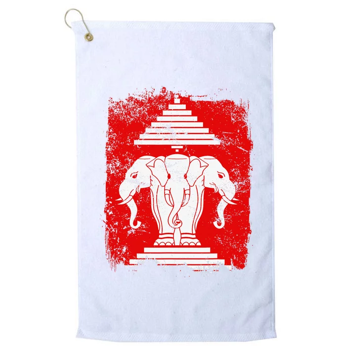 Laos Erawan Three Headed Elephant Kingdom of Laos Platinum Collection Golf Towel