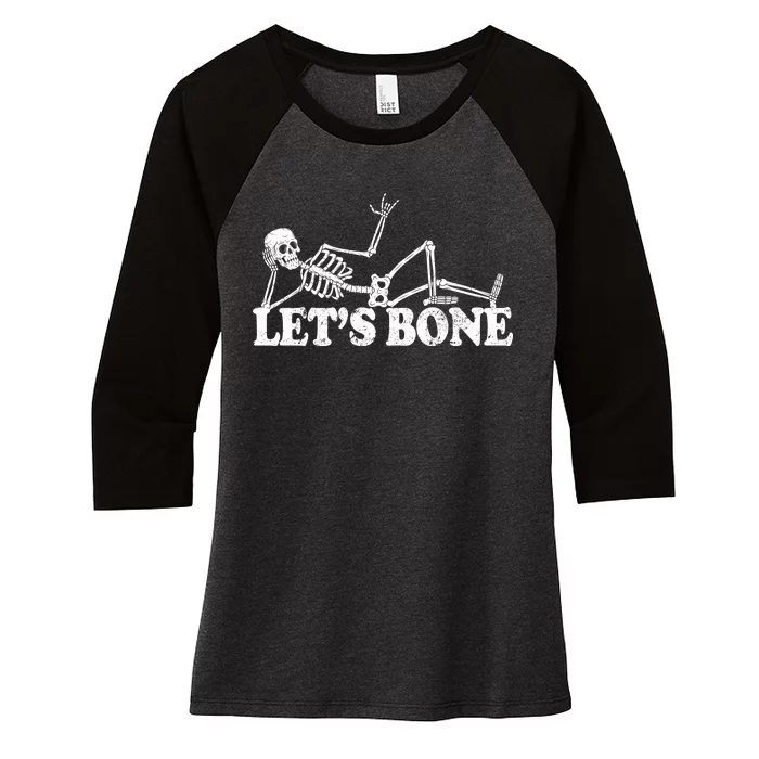 Let's Bone Funny Offensive And Rude Women's Tri-Blend 3/4-Sleeve Raglan Shirt