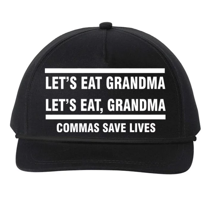 Let's Eat Grandma Commas Save Lives Snapback Five-Panel Rope Hat