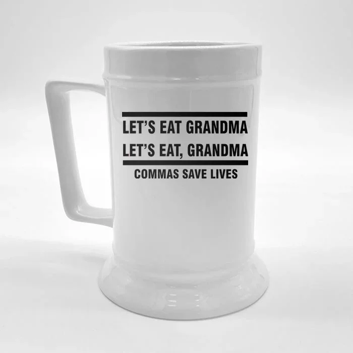 Let's Eat Grandma Commas Save Lives Front & Back Beer Stein