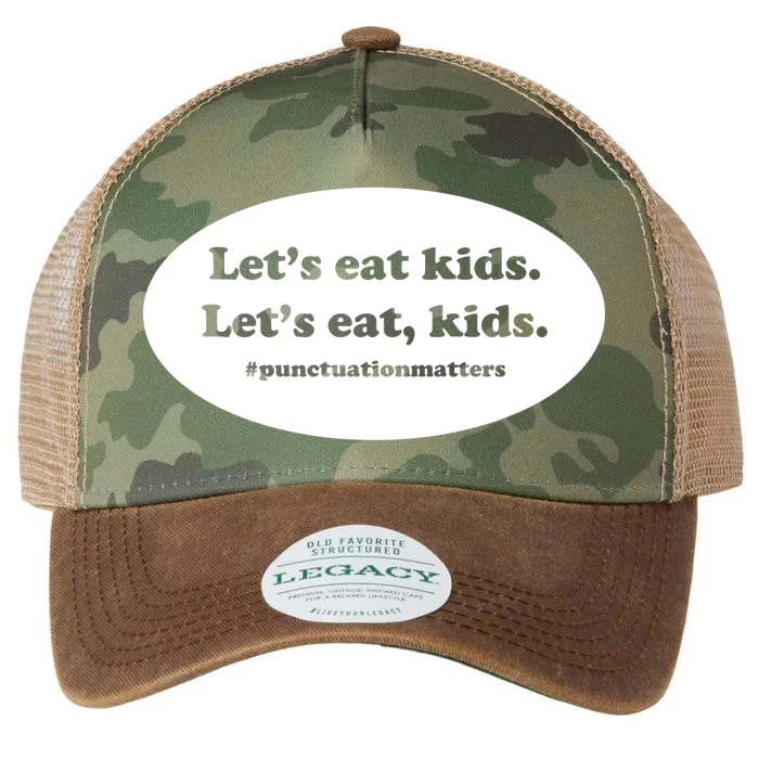 Let's Eat Kids Punctuation Matter Legacy Tie Dye Trucker Hat