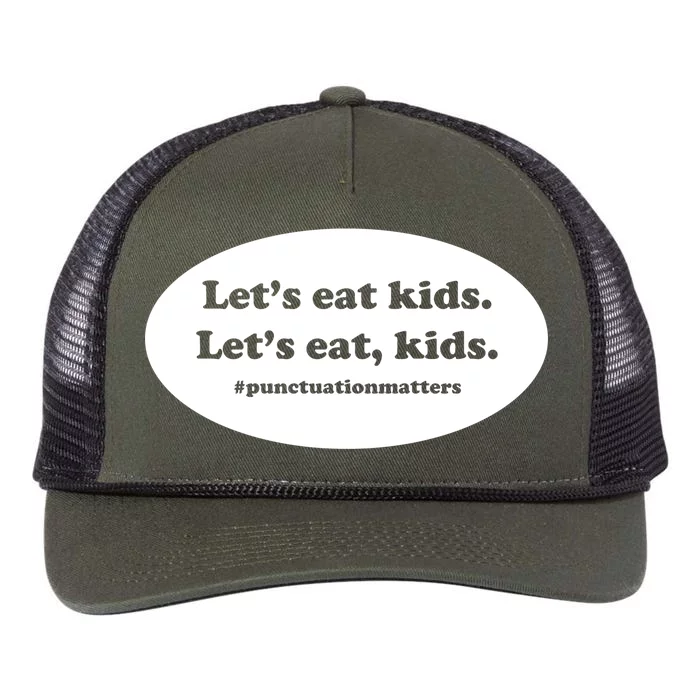 Let's Eat Kids Punctuation Matter Retro Rope Trucker Hat Cap