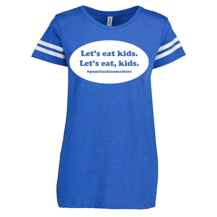 Let's Eat Kids Punctuation Matter Enza Ladies Jersey Football T-Shirt