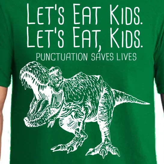 Let's Eat Kids Punctuation Saves Lives Dinosaur Pajama Set