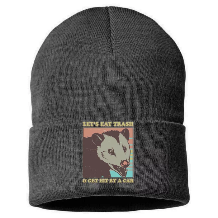 Let's Eat Trash And Get Hit By A Car Opossum Sustainable Knit Beanie