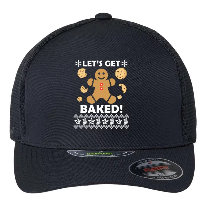 Let's Get Baked Gingerbread Cookie Ugly Christmas Flexfit Unipanel Trucker Cap